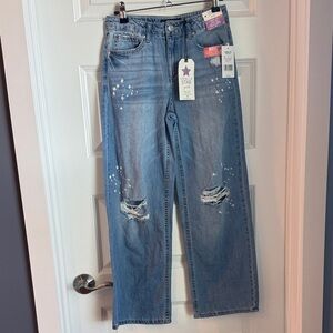 Vanilla Star Light Blue Distressed Straight Leg Jeans